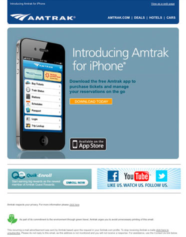 Amtrak Email for iPhone