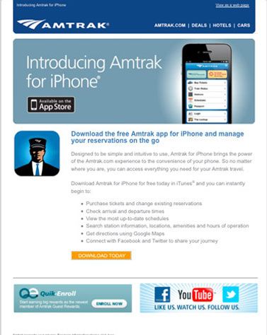 Amtrak Email for iPhone version 2