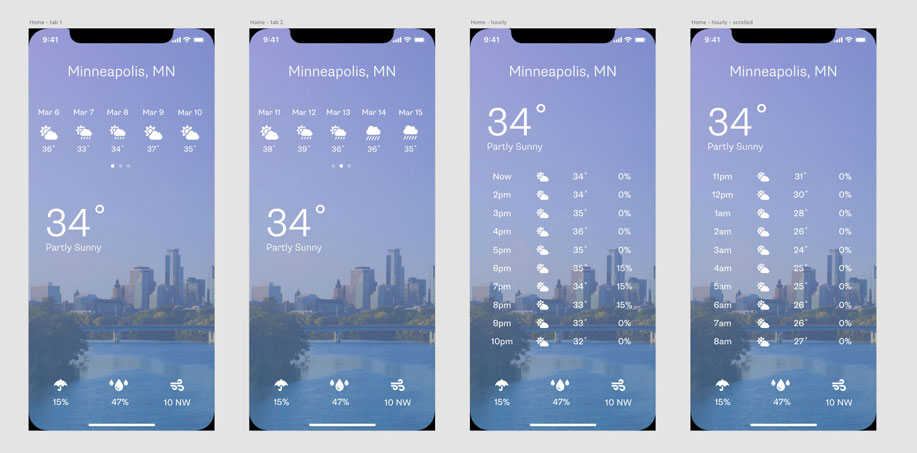 Screenshots of Mobile App Design